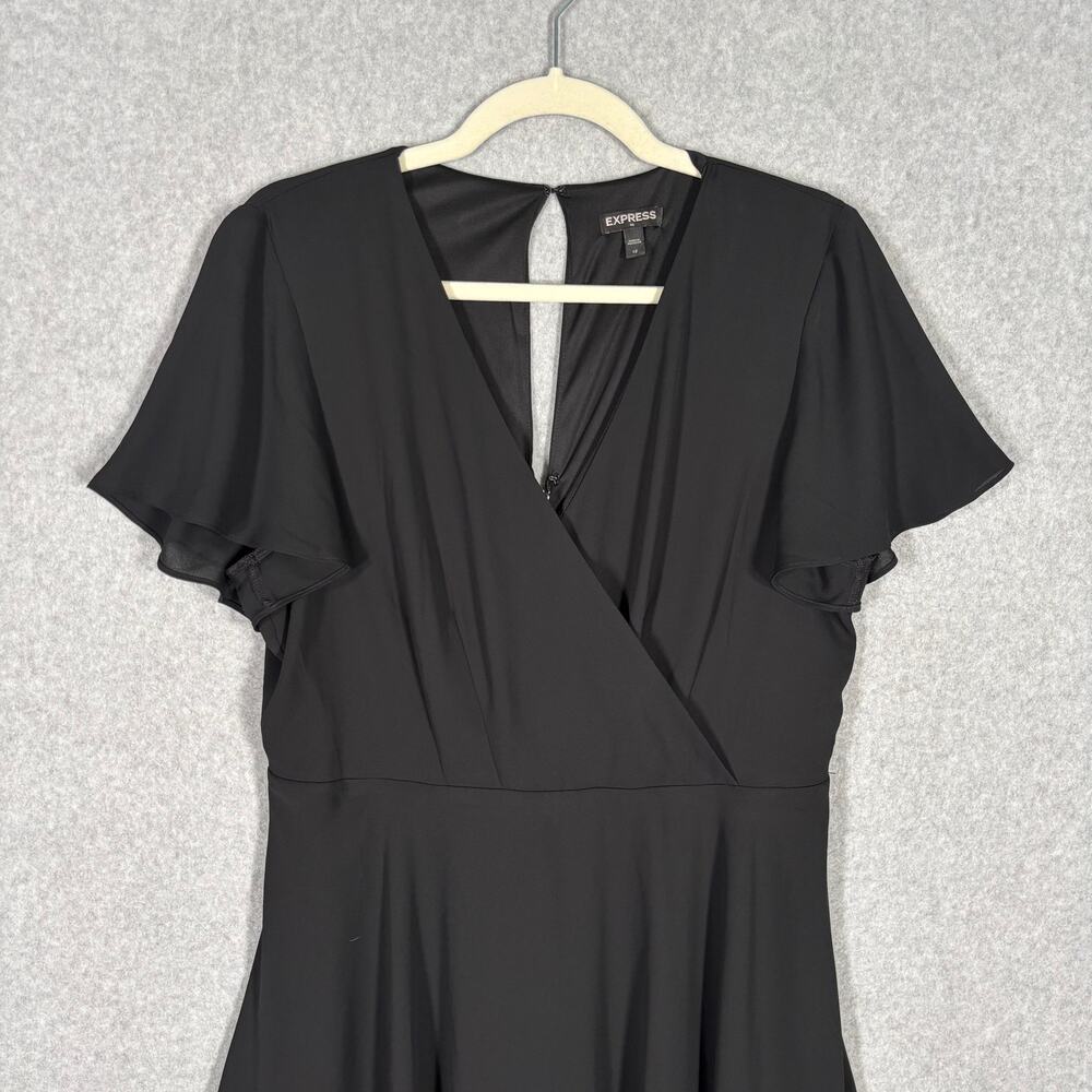 Express Dress 12‎ Wrap Flowy Flutter Stretch Career Church Witch Quiet Basic - Picture 2 of 11